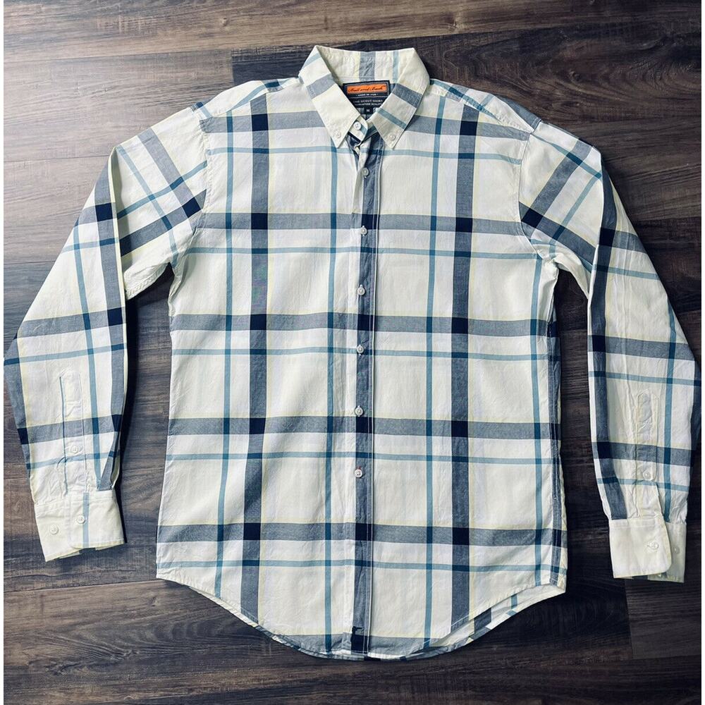 Ball and Buck Blue Yellow Twill Check Plaid Scout Button-Down Shirt Made in USA